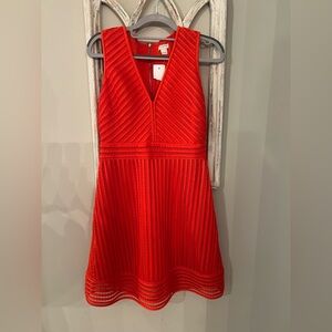 J Crew Sleeveless Eyelet Fit & Flare Dress Flame Red Spring Easter Size 4